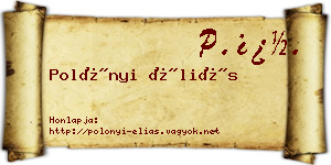 Polónyi Éliás névjegykártya